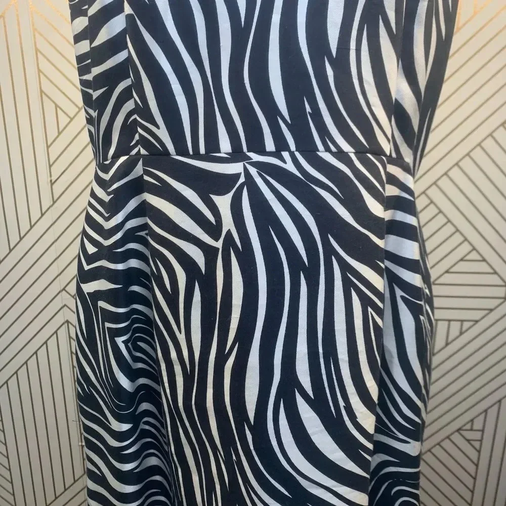 Kate Spade Dyan Woodblock Zebra‎ Black White Dress